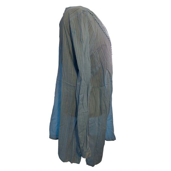 💕Chelsea Studio 24W Fine Blue Cotton Embroidered Boho Tunic Shirt Top - Picture 3 of 4
